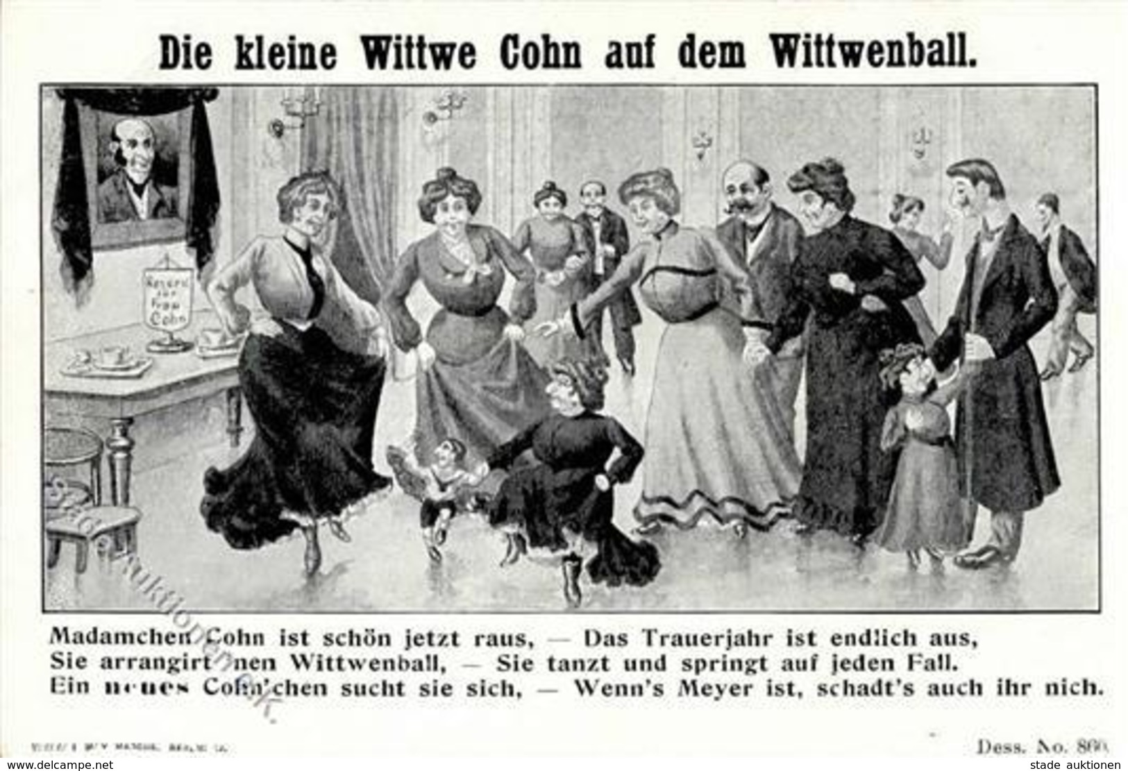 Judaika - KOHN - Die Kleine Wittwe Cohn Auf Dem Wittwenball (860) I-II Judaisme - Jewish