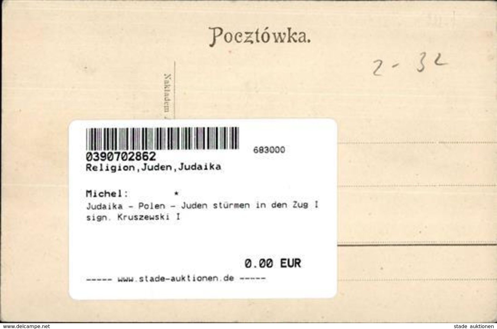 Judaika - Polen - Juden Stürmen In Den Zug I Sign. Kruszewski I Judaisme - Judaika