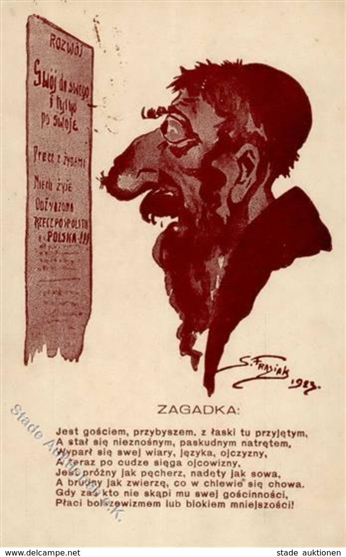 Judaika - POLEN ZAGADKA Künstlerkarte Sign. S.Frasiak 1923 I-II Judaisme - Jewish