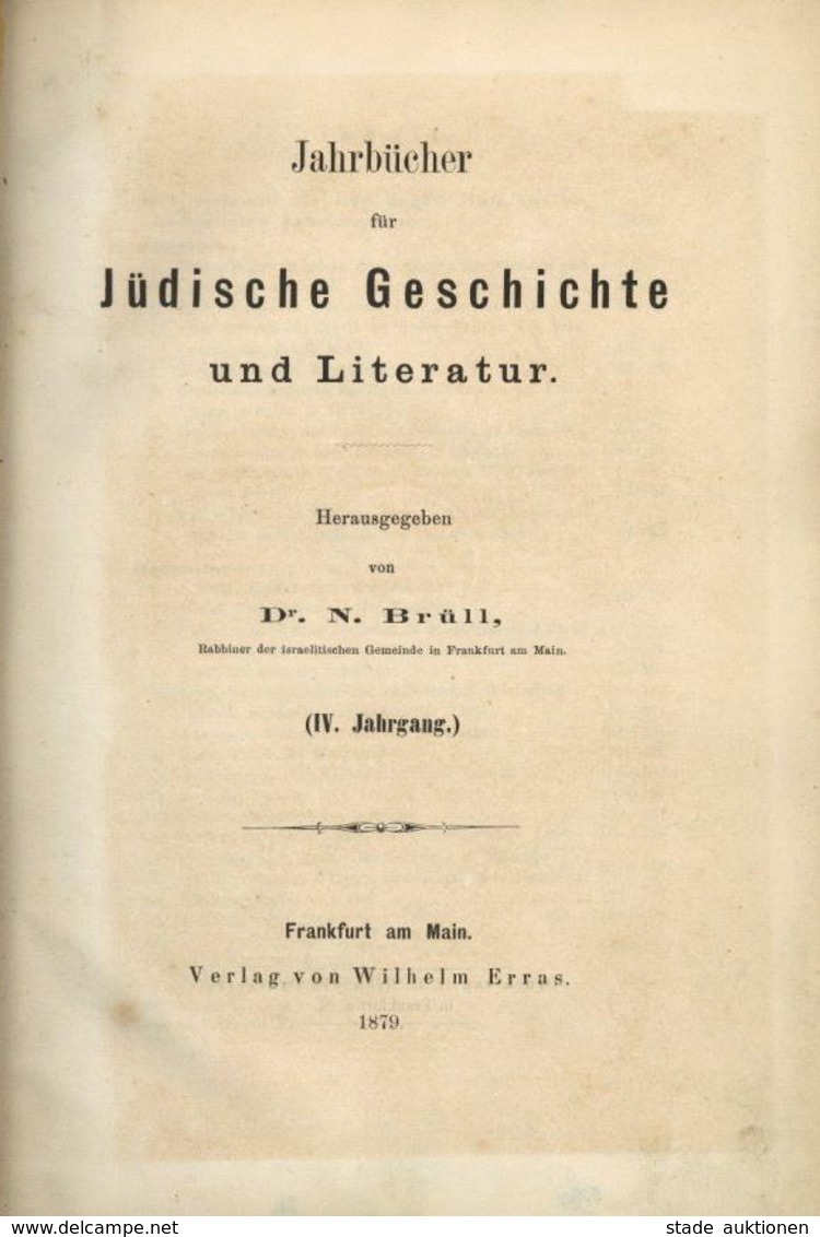 Judaika Buch Jahrbücher Für Jüdische Geschichte Und Literatur Hrsg. Brüll, N. Dr. 1879 Verlag Wilhelm Erras 194 Seiten I - Judaika