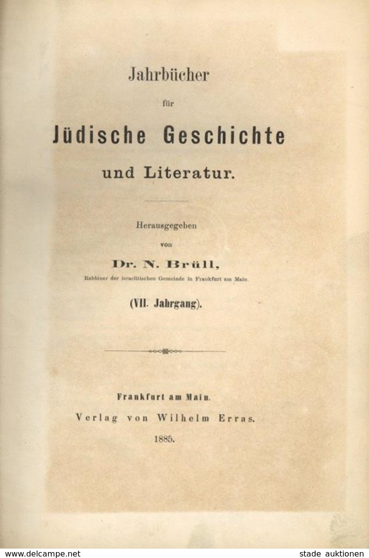 Judaika Buch Jahrbücher Für Jüdische Geschichte Und Literatur Hrsg. Brüll, N. Dr. 1885 Verlag Wilhelm Erras 188 Seiten I - Judaika