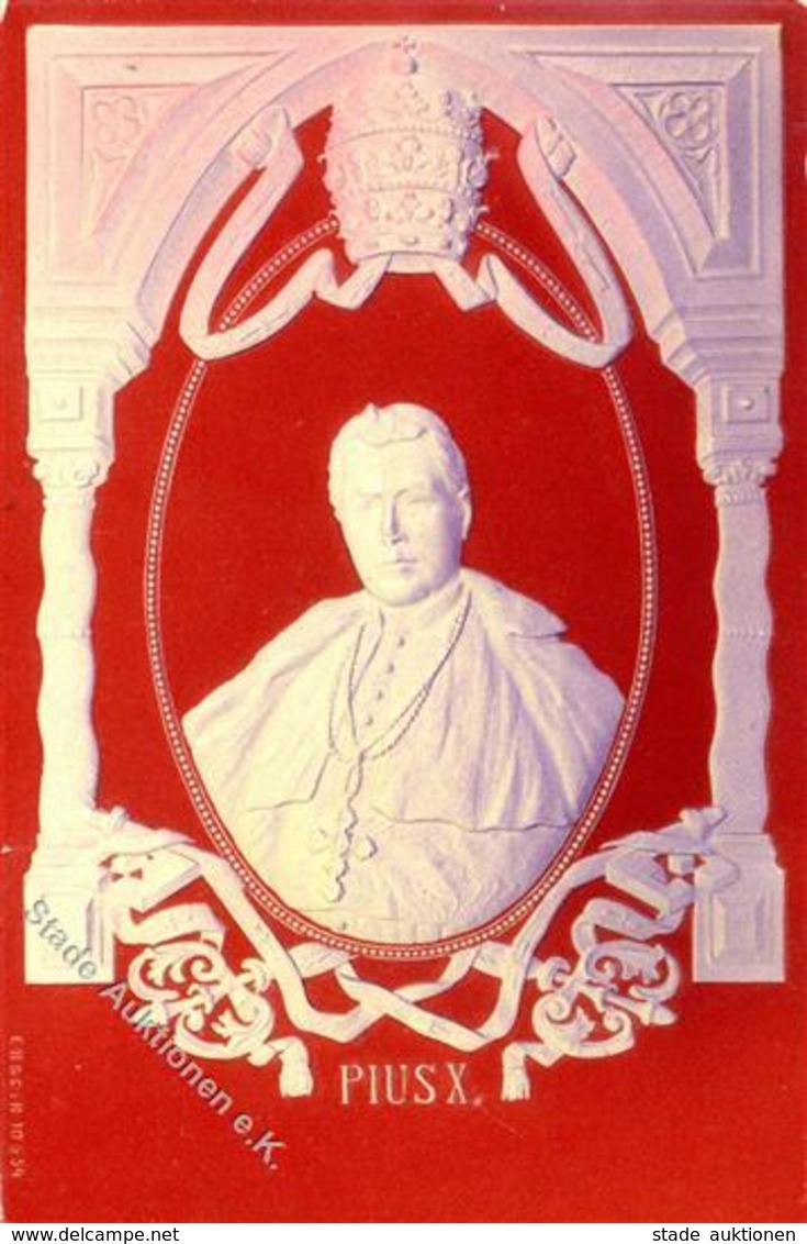 Religion Papst Pius X. Präge-Karte I-II - Autres & Non Classés