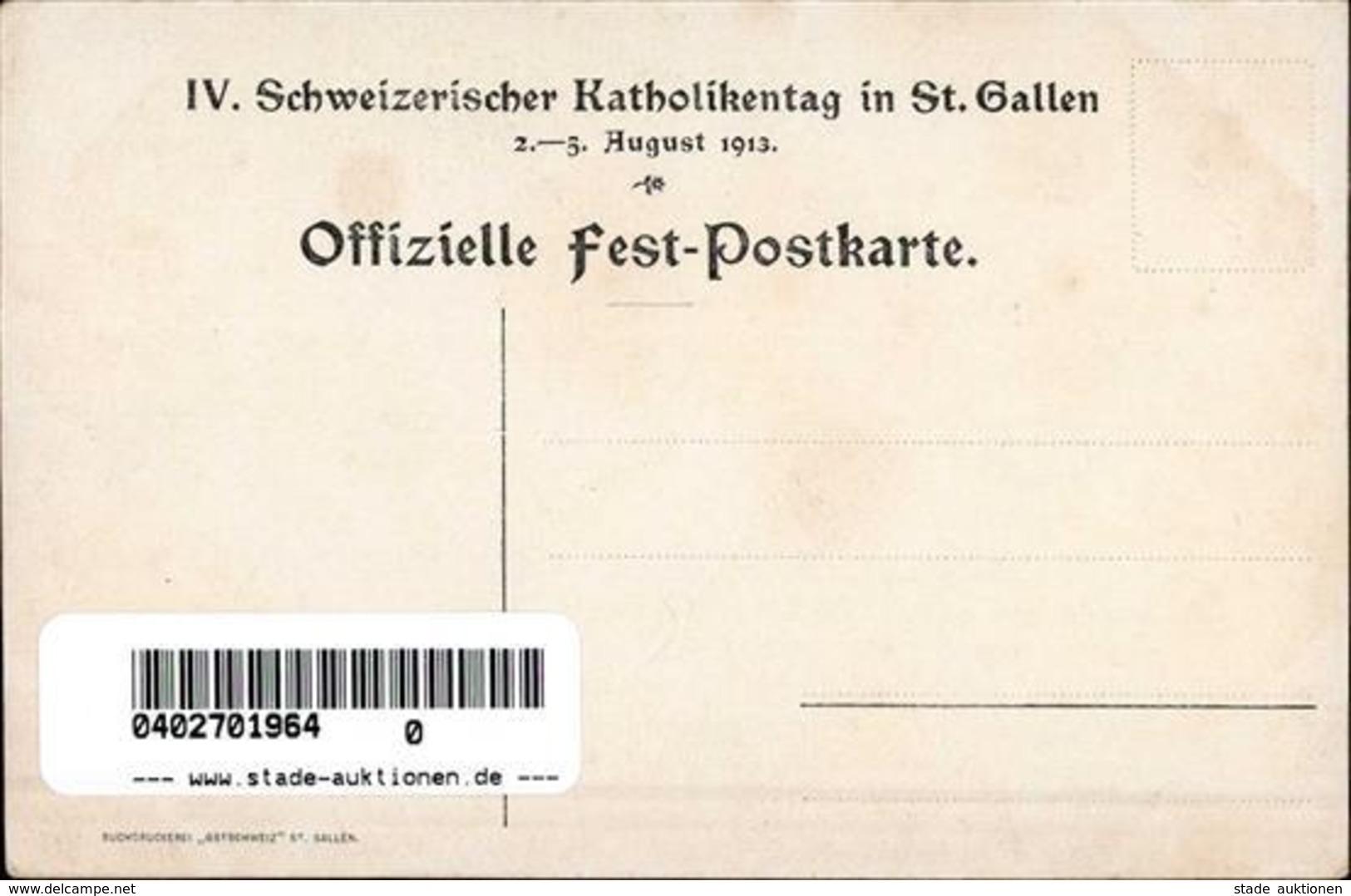 Religion St. Gallen (9000) Schweiz IV. Schweizer Katholikentag Künstlerkarte I-II - Sonstige & Ohne Zuordnung