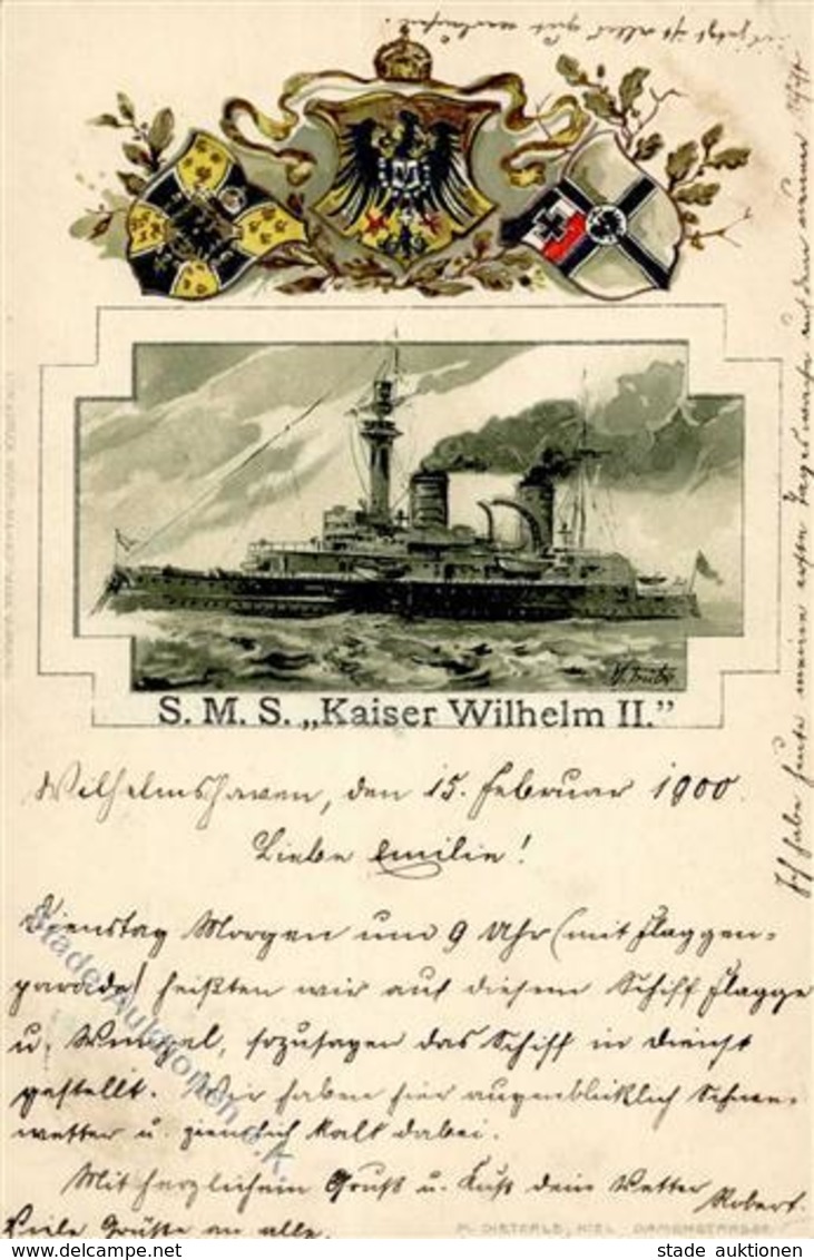 Marine SMS Kaiser Wilhelm II. Prägedruck 1900 I-II - Marines