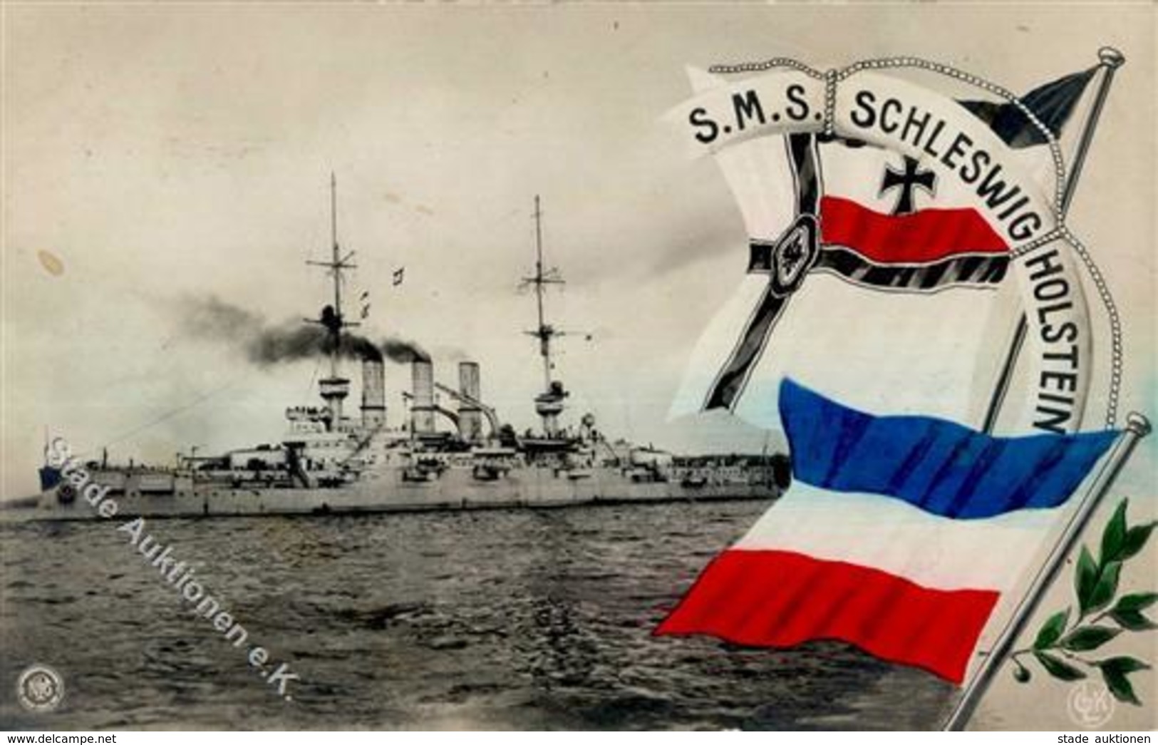 Marine SMS Schleswig Holstein Foto AK I-II (fleckig) - Marines