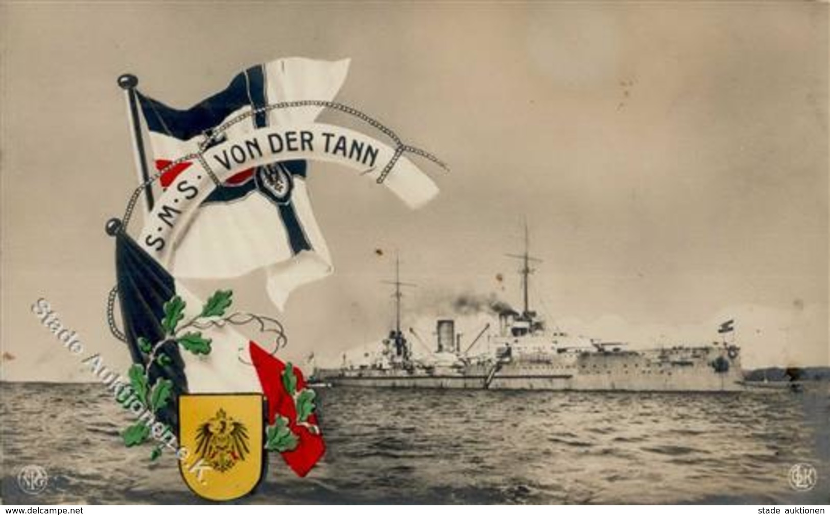 Marine SMS Von Der Tann Foto AK I-II (fleckig) - Marines