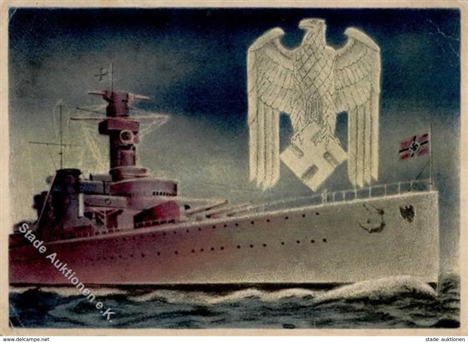 Marine WK II Kreuzer Reichsadler Künstlerkarte II (Eckbug, Stauchung, Abgestoßen) - Sonstige & Ohne Zuordnung