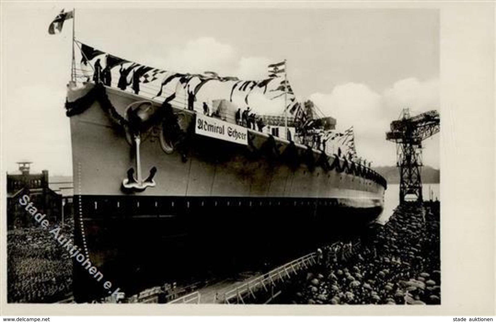 Marine WK II Stapellauf Admiral Scheer Foto AK I-II - Sonstige & Ohne Zuordnung