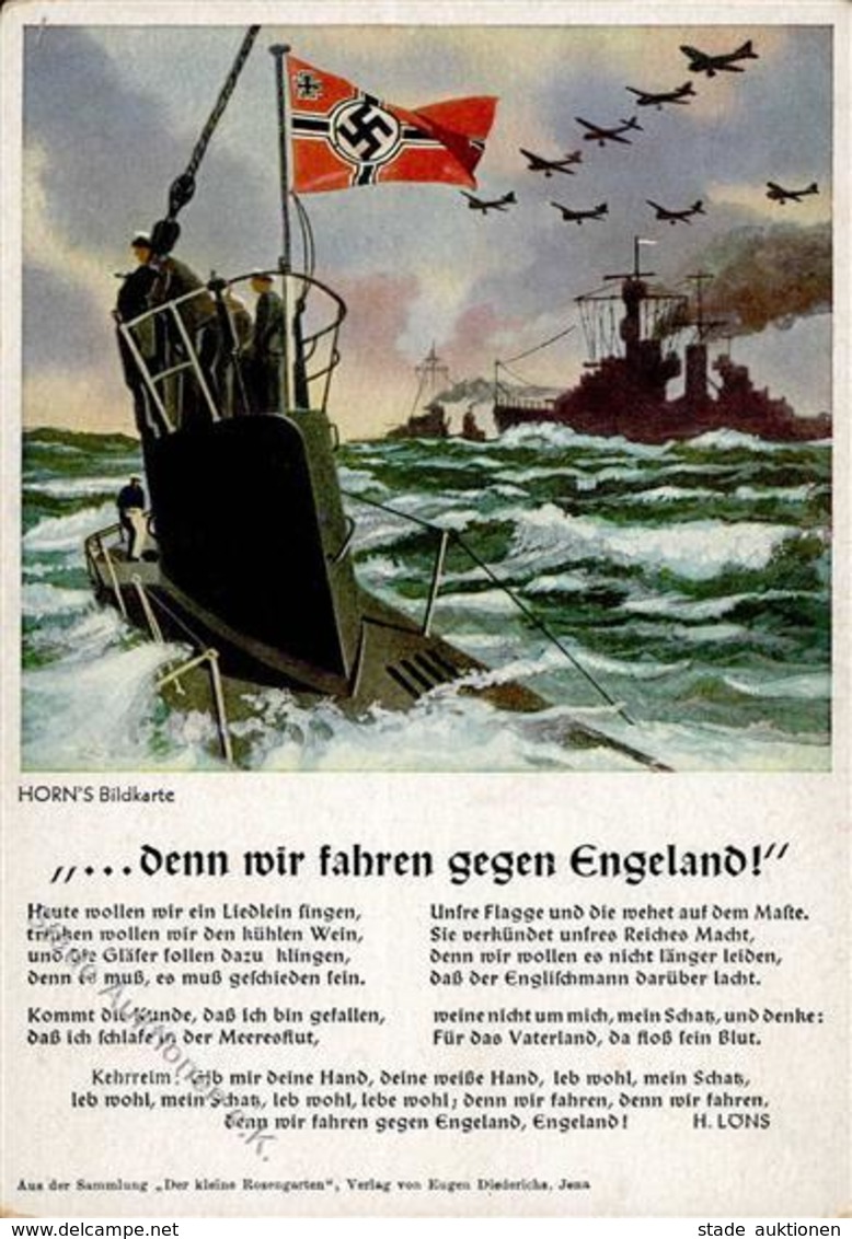U-Boot WK II Denn Wir Fahren Gegen Engeland Lieder AK I-II - Unterseeboote