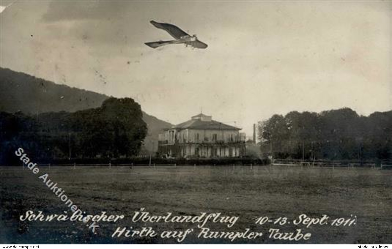 Flugzeug Vor 1945 Hirth Rumpler Taube Schwäbischer Überlandflug Foto AK 1911 I-II Aviation - Sonstige & Ohne Zuordnung