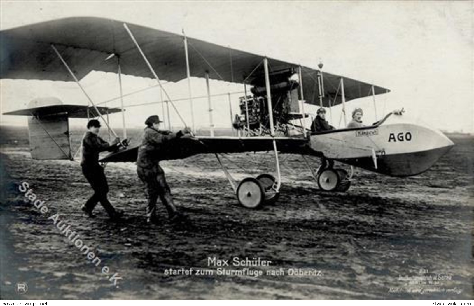 Flugzeug Vor 1945 Max Schüler Startet Zum Sturmflug Nach Döberitz Foto AK 1915 I-II Aviation - Otros & Sin Clasificación