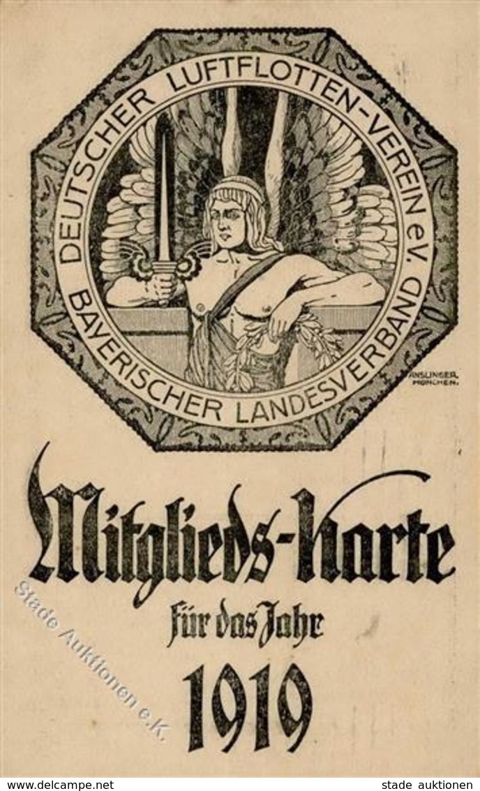 DEUTSCHER LUFTFLOTTENVEREIN BAYERISCHER LANDESVERBAND - Mitgliedskarte 1919 - Künstlerkarte Sign. Anslinger I-II - Other & Unclassified