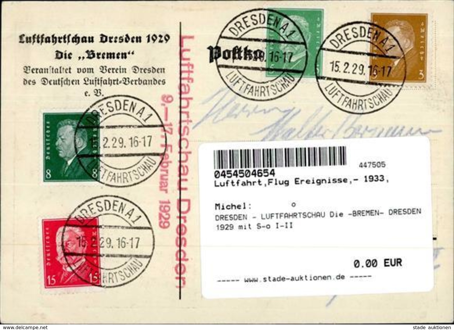 DRESDEN - LUFTFAHRTSCHAU Die -BREMEN- DRESDEN 1929 Mit S-o I-II - Sonstige & Ohne Zuordnung