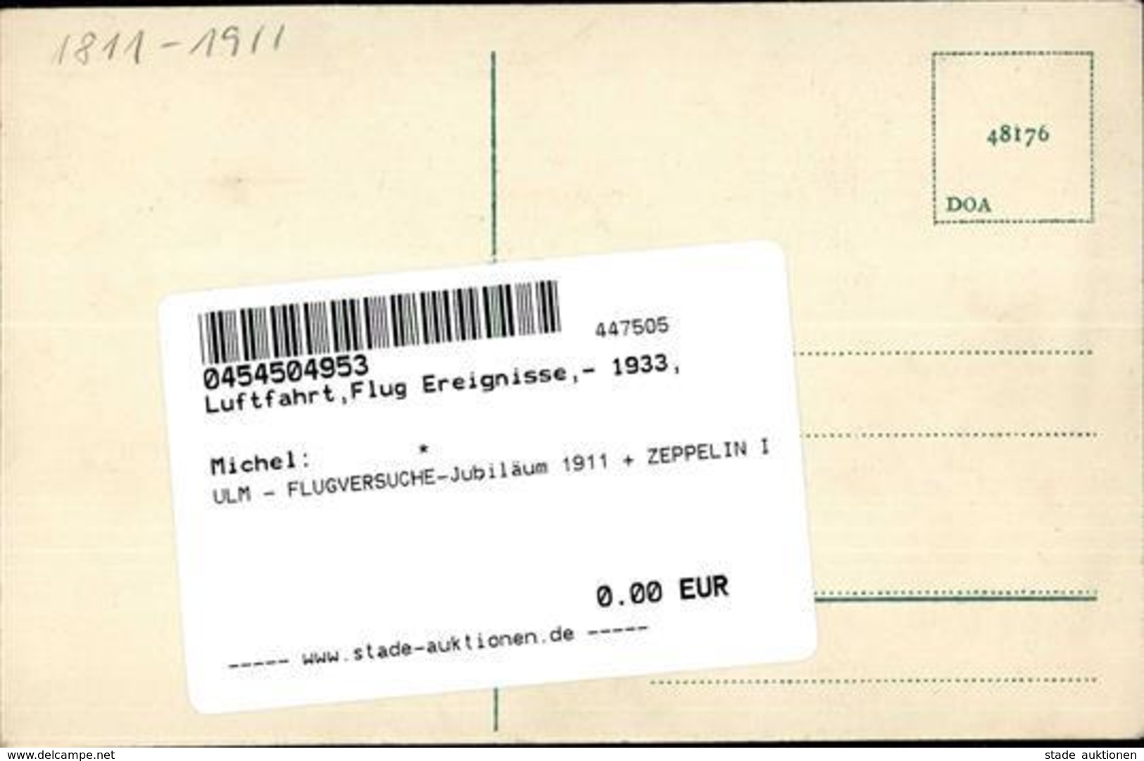 ULM - FLUGVERSUCHE-Jubiläum 1911 + ZEPPELIN I - Sonstige & Ohne Zuordnung