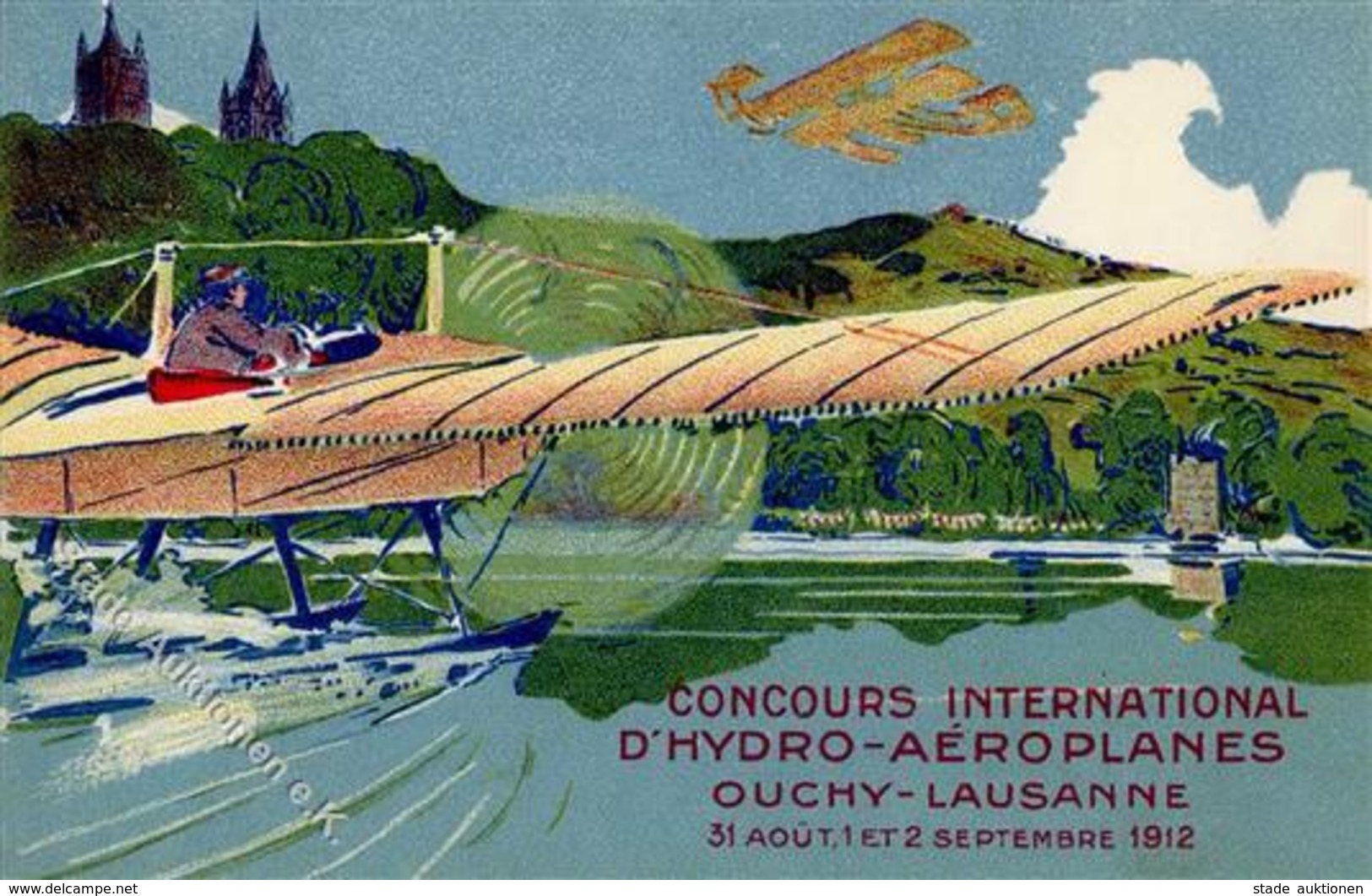 Flugtag Lausanne (1000) Schweiz Concours Intern. D'Hydro Aeroplanes Ouchy  1912 I-II - Other & Unclassified