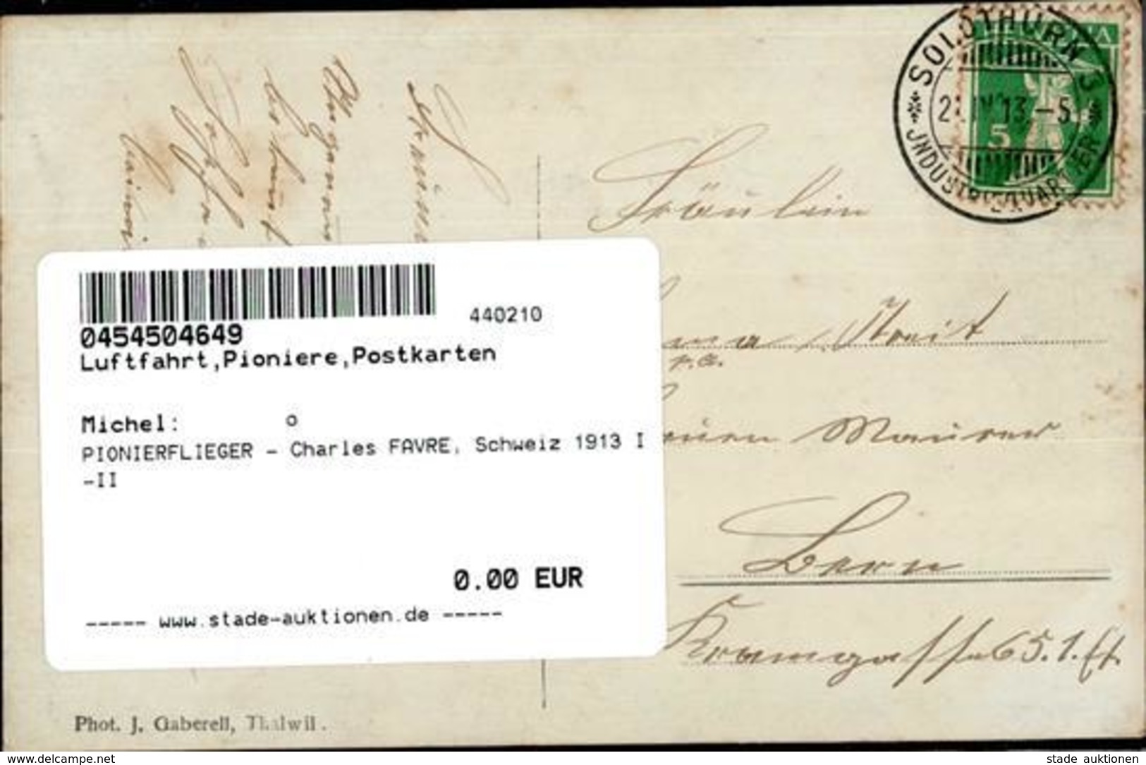 PIONIERFLIEGER - Charles FAVRE, Schweiz 1913 I-II - Sonstige & Ohne Zuordnung