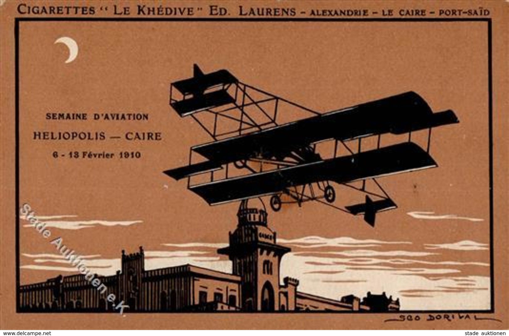 Flugereignis Flugwoche Heliopolis Caire 1910 Sign. Dorival I-II Aviation - Autres & Non Classés