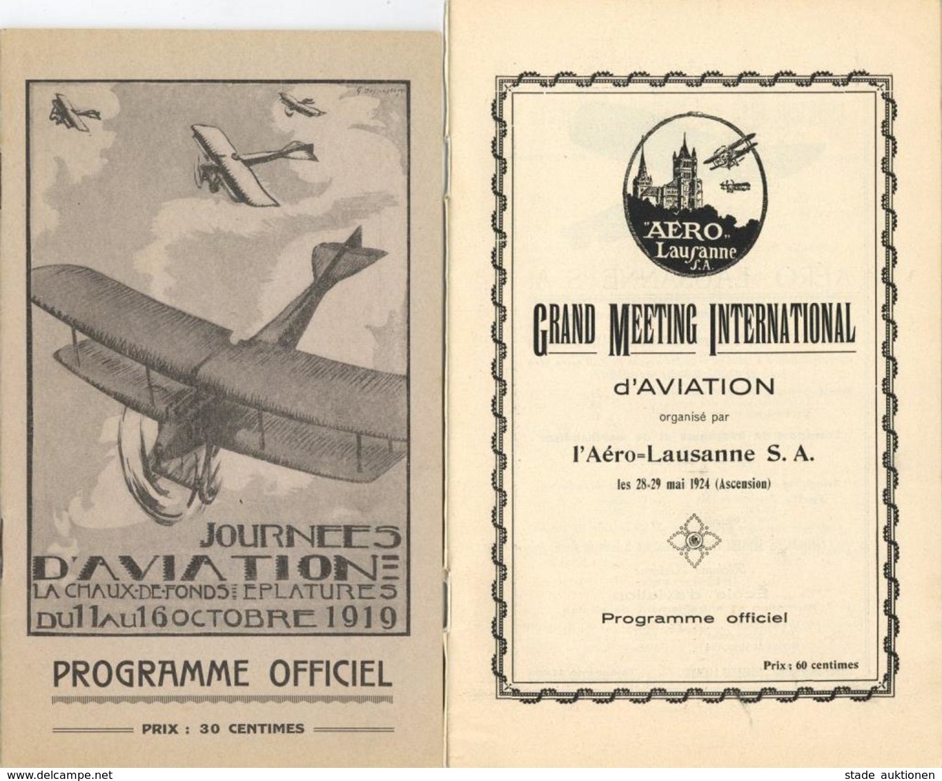 Flugereignis Lot Mit 2 Programmen 1 X Dübendorf CH 1919 Und 1 X Lausanne CH 1924 II (1x Deckblatt Beschädigt) Aviation - Otros & Sin Clasificación