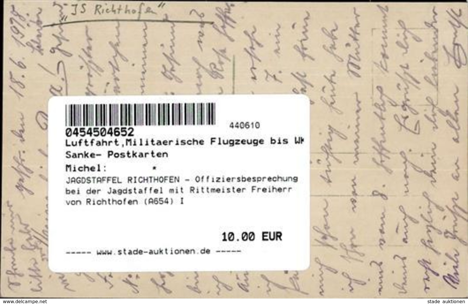 JAGDSTAFFEL RICHTHOFEN - Offiziersbesprechung Bei Der Jagdstaffel Mit Rittmeister Freiherr Von Richthofen (A654) I - Other & Unclassified