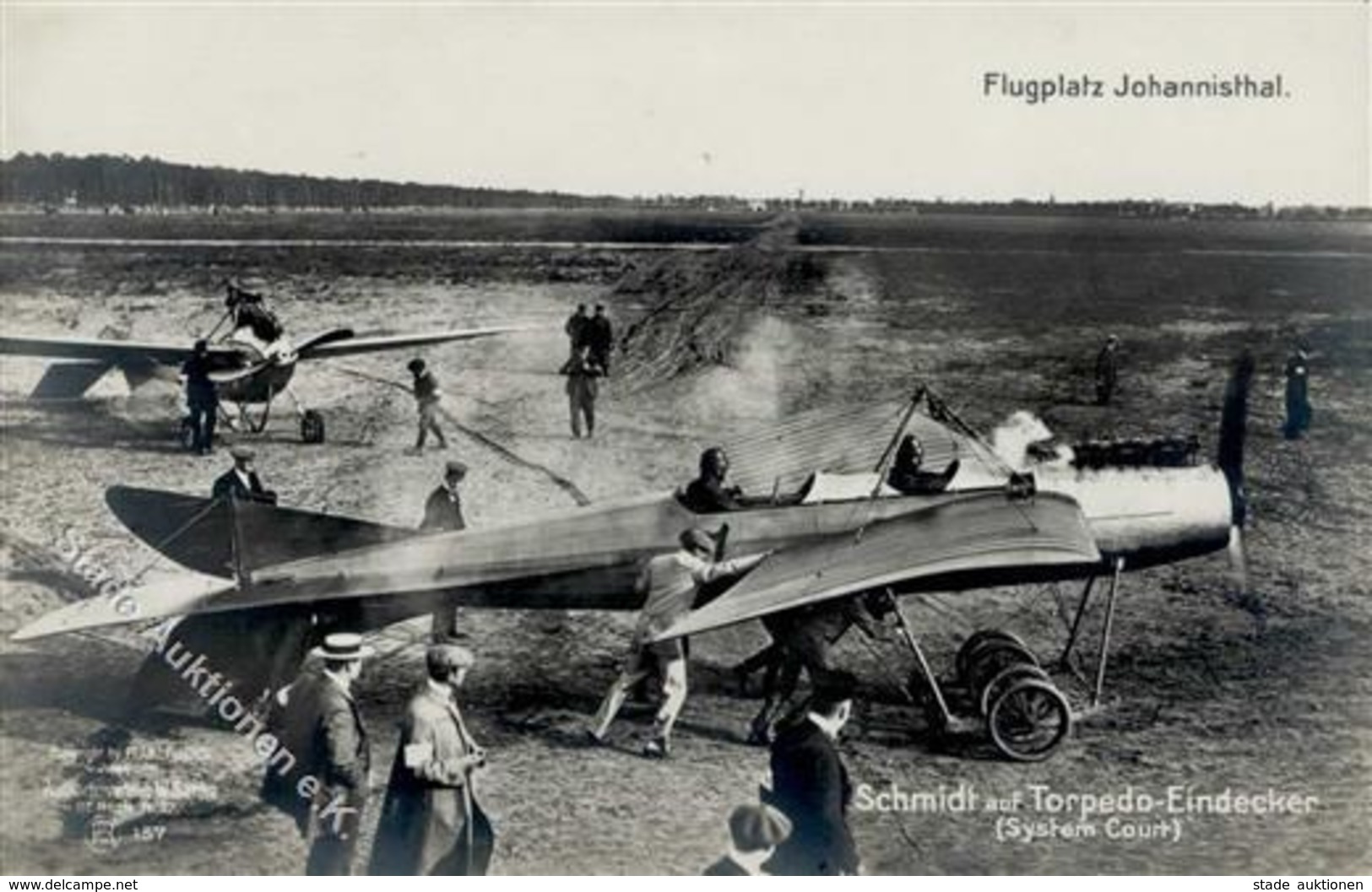 Sanke, Flugzeug Nr. 157 Torpedo Eindecker Schmidt Flugplatz Johannisthal Foto AK I-II Aviation - Other & Unclassified