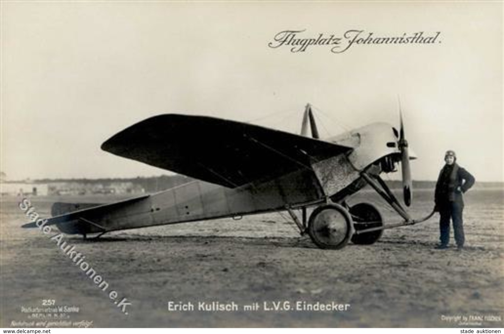 Sanke, Flugzeug Nr. 257 L.V.G. Eindecker Erich Kulisch Flugplatz Johannisthal Foto AK I-II Aviation - Other & Unclassified