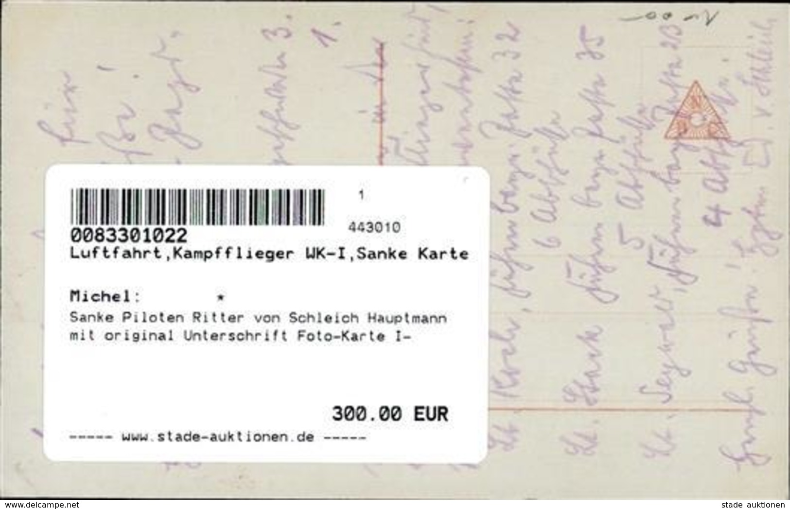 Sanke Piloten Ritter Von Schleich Hauptmann Mit Original Unterschrift Foto-Karte I- - Other & Unclassified