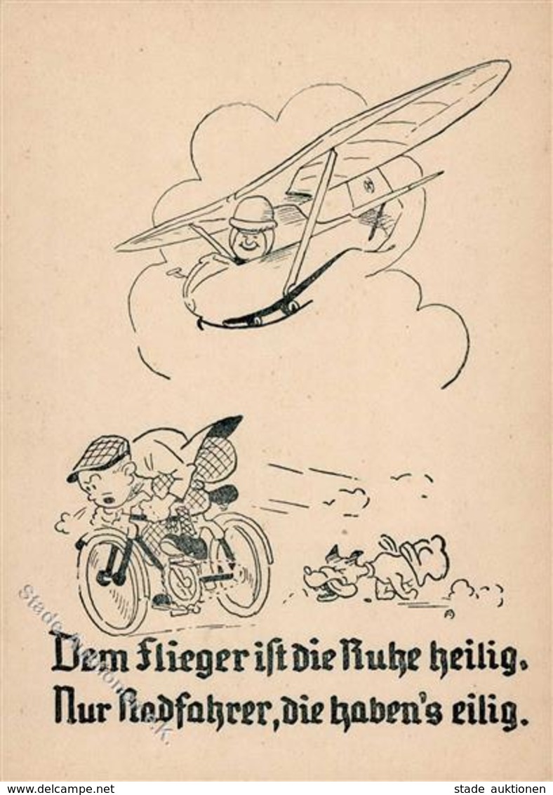 Segelflug WK II Fahrrad  Künstlerkarte I-II Cycles - Sonstige & Ohne Zuordnung