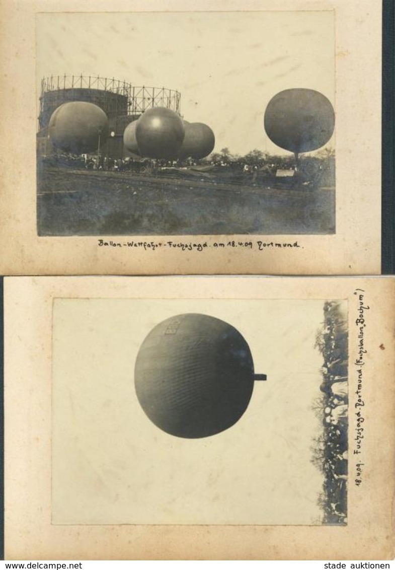 Ballon Dortmund (4600) Wettfahrt Fuchsjagd 18.4.1909 Lot Mit 2 Fotos Auf Karton - Other & Unclassified