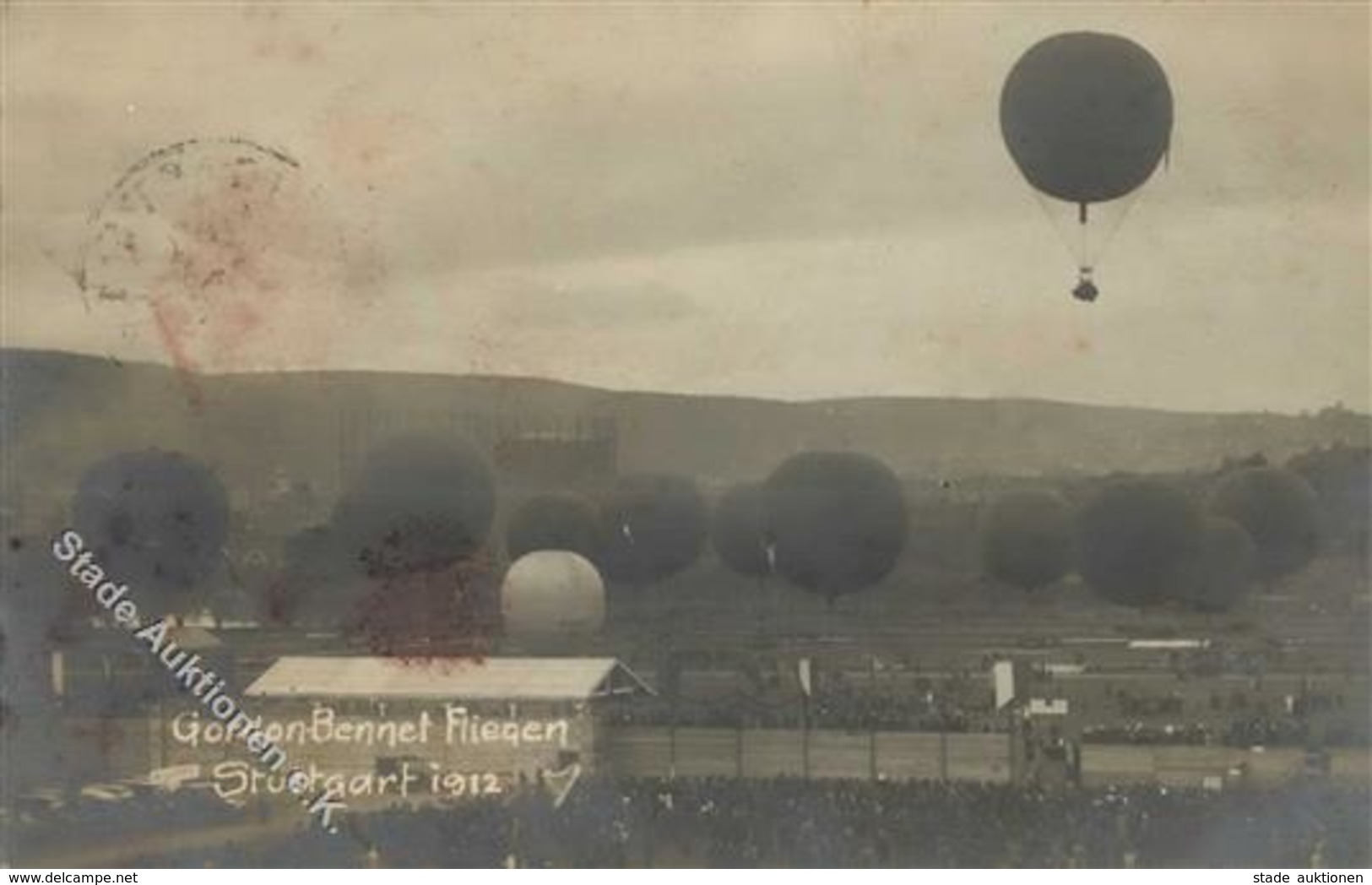 Ballon Gordon Bennet Fliegen Stuttgart (7000) 1912 Foto-Karte I-II (fleckig) - Altri & Non Classificati
