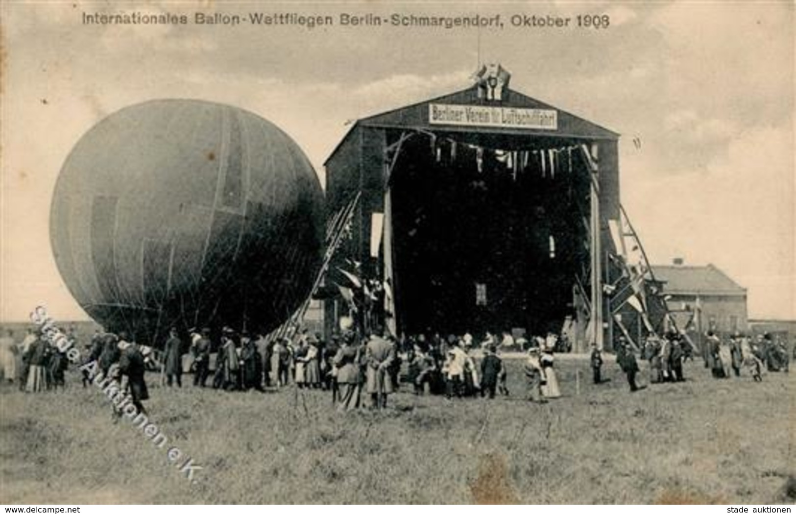 Ballon Schmargendorf (1000) Int. Ballon Wettfliegen 1908 I-II (fleckig) - Other & Unclassified