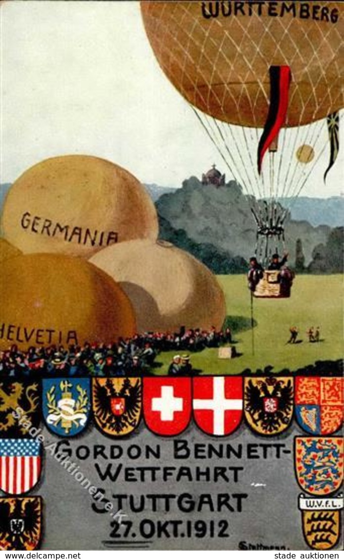 Ballon Stuttgart (7000) Gordon Bennett Wettfahrt 1912 I-II - Sonstige & Ohne Zuordnung