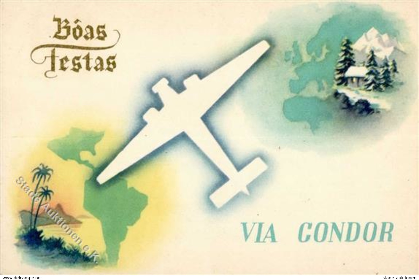 VIA CONDOR - Werbekarte BOAS FESTAS 1937 Beschrieben I-II - Sonstige & Ohne Zuordnung