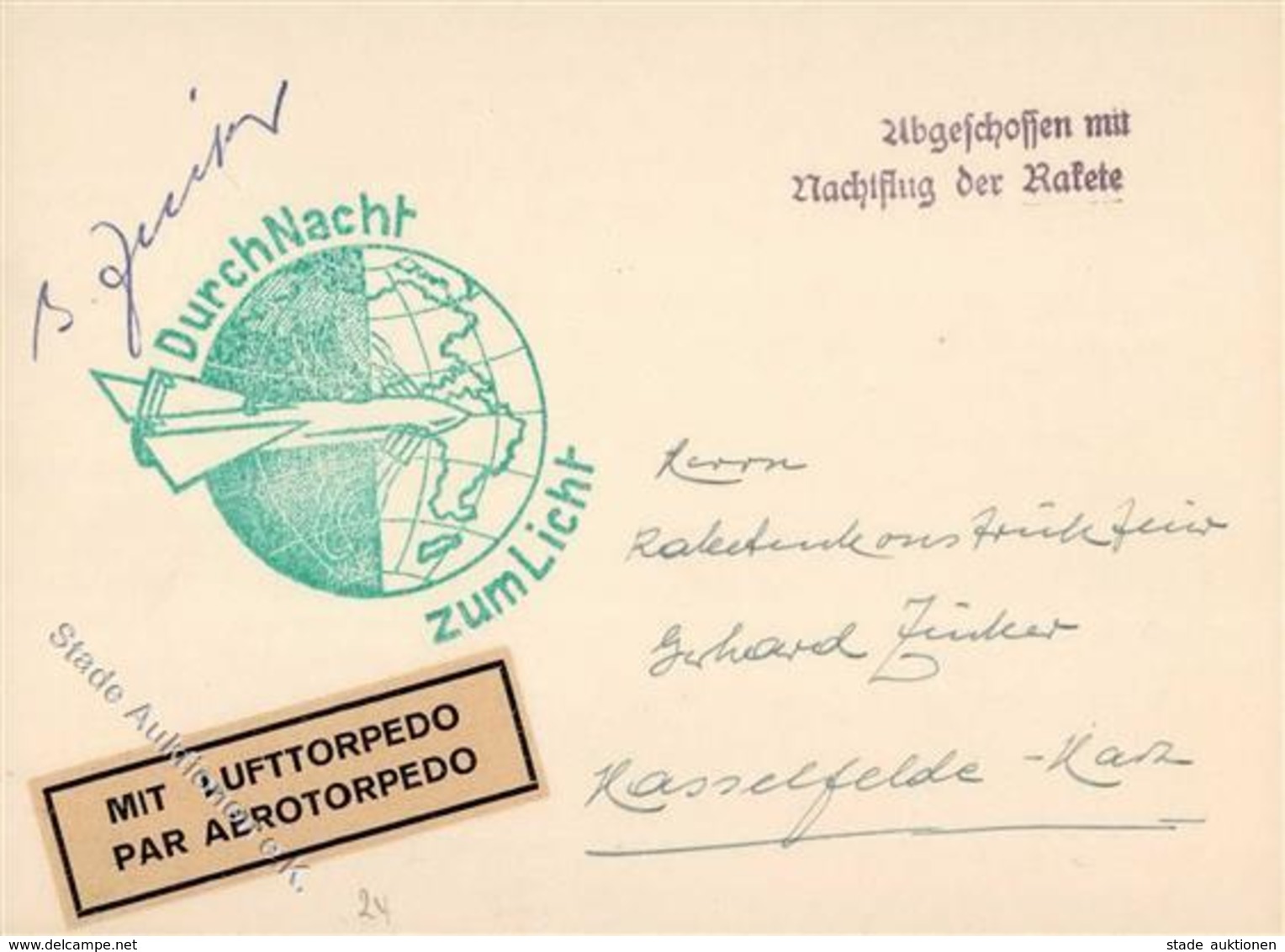 Flugpost Abgeschossen Mit Nachtflug Der Rakete Mit Lufttorpedo I-II - Other & Unclassified