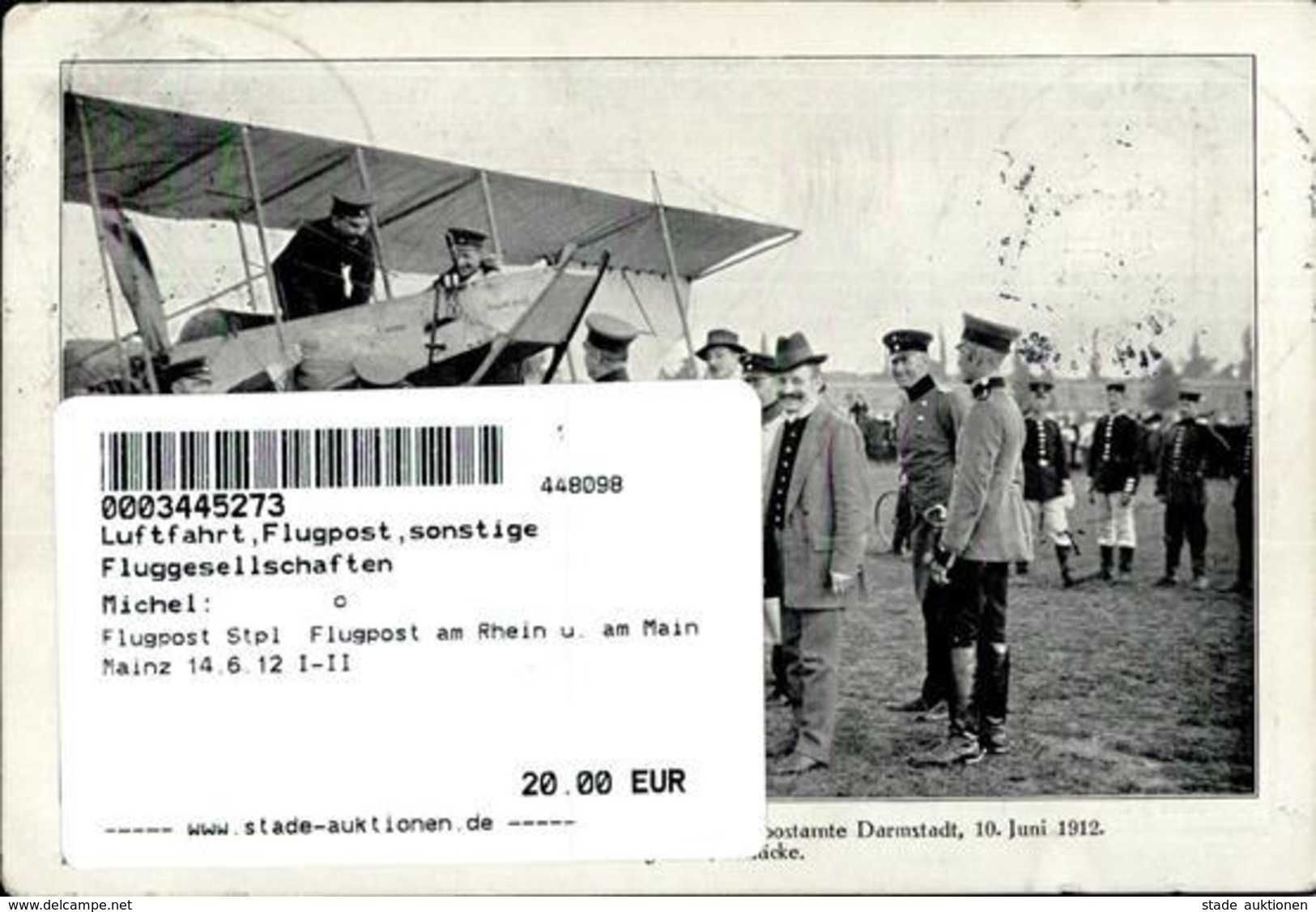 Flugpost Stpl. Flugpost Am Rhein U. Am Main Mainz 14.6.12 I-II - Sonstige & Ohne Zuordnung