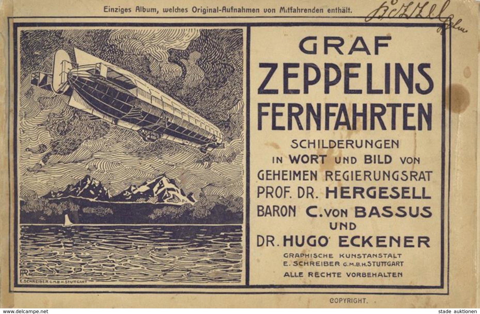 Buch Zeppelin Graf Zeppelins Fernfahrten Hergesell, Prof. Dr., Bassus, C. V. Baron Und Eckener, Hugo Dr. Graphische Kuns - Dirigeables