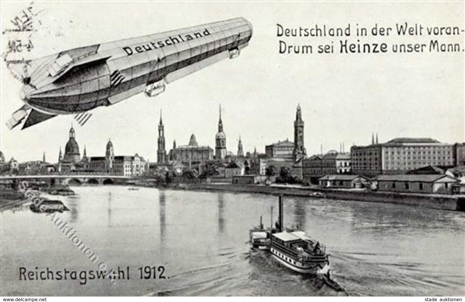 Zeppelin Deutschland Wahlpropaganda 1912 I-II Dirigeable - Zeppeline