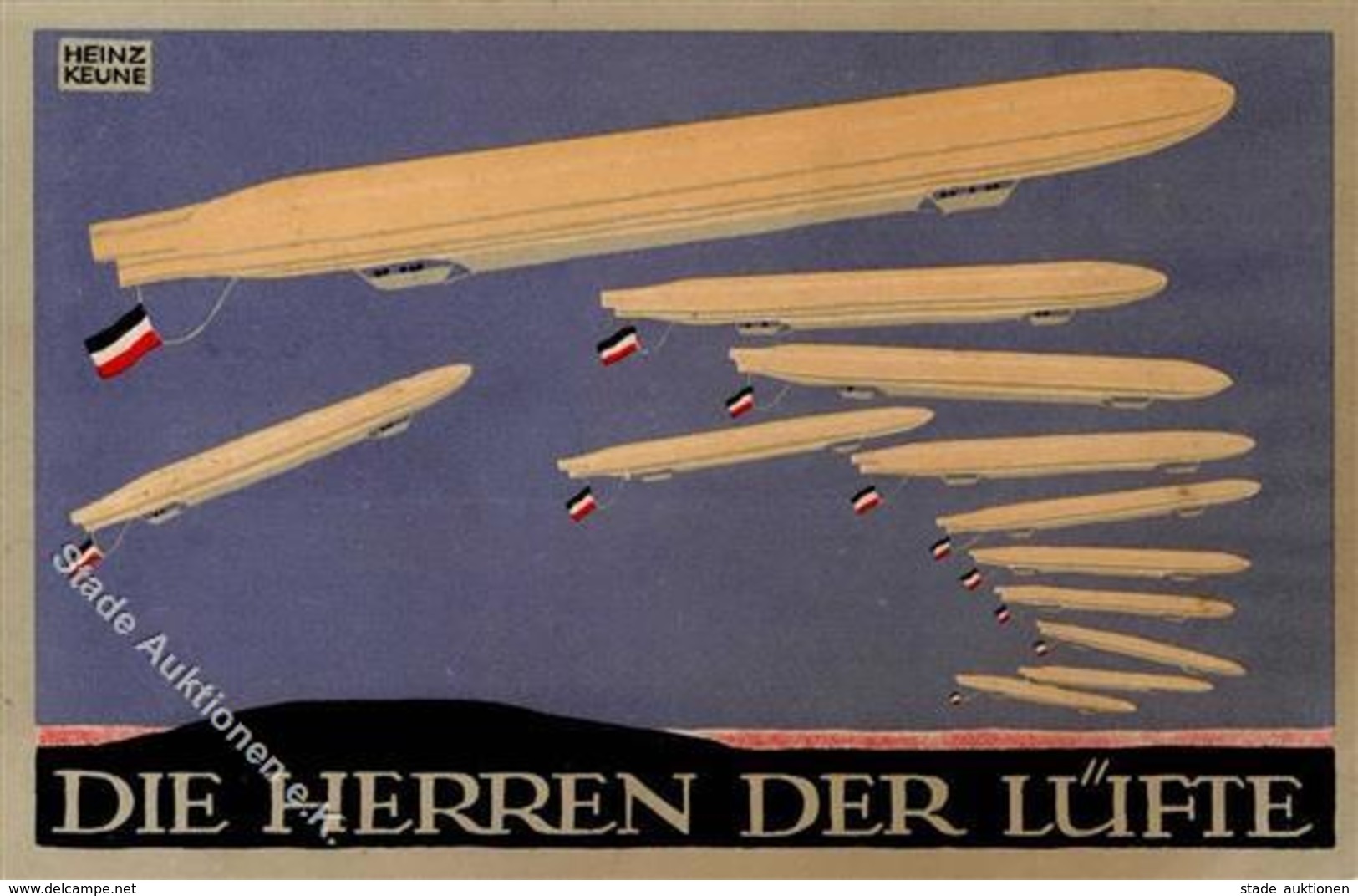 Zeppelin Die Herren Der Lüfte Sign. Keune, Heinz Künstlerkarte I-II Dirigeable - Airships