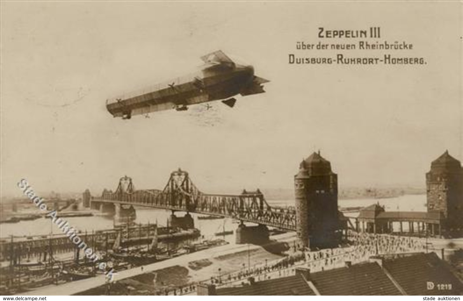 Zeppelin Duisburg (4100) Zeppelin III Neue Rheinbrücke Foto AK 1909 I-II Dirigeable - Dirigeables
