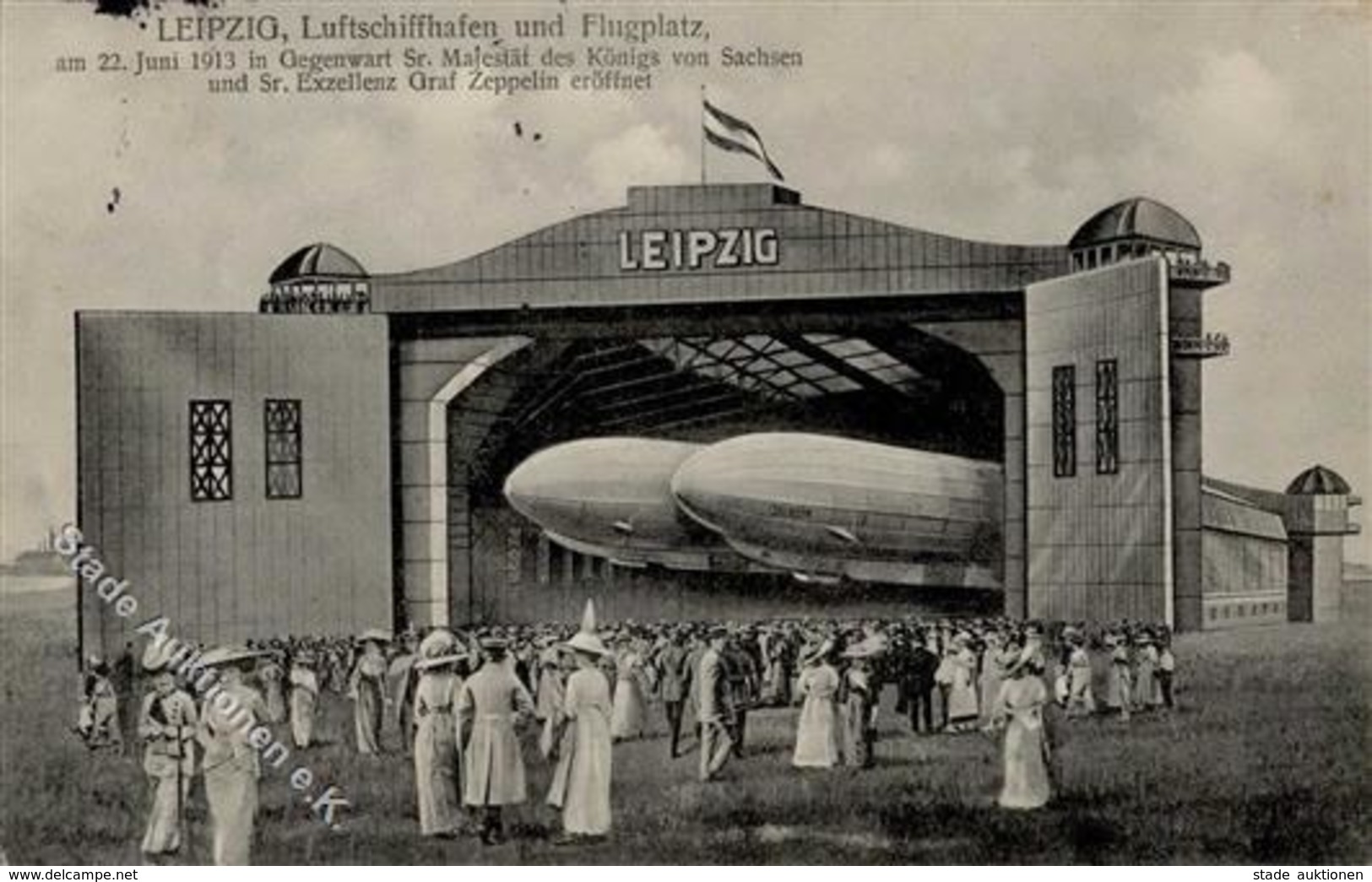 Zeppelin Leipzig (O7000) Luftschiffhafen Und Flugplatz 1913 I-II (fleckig) Dirigeable - Dirigibili