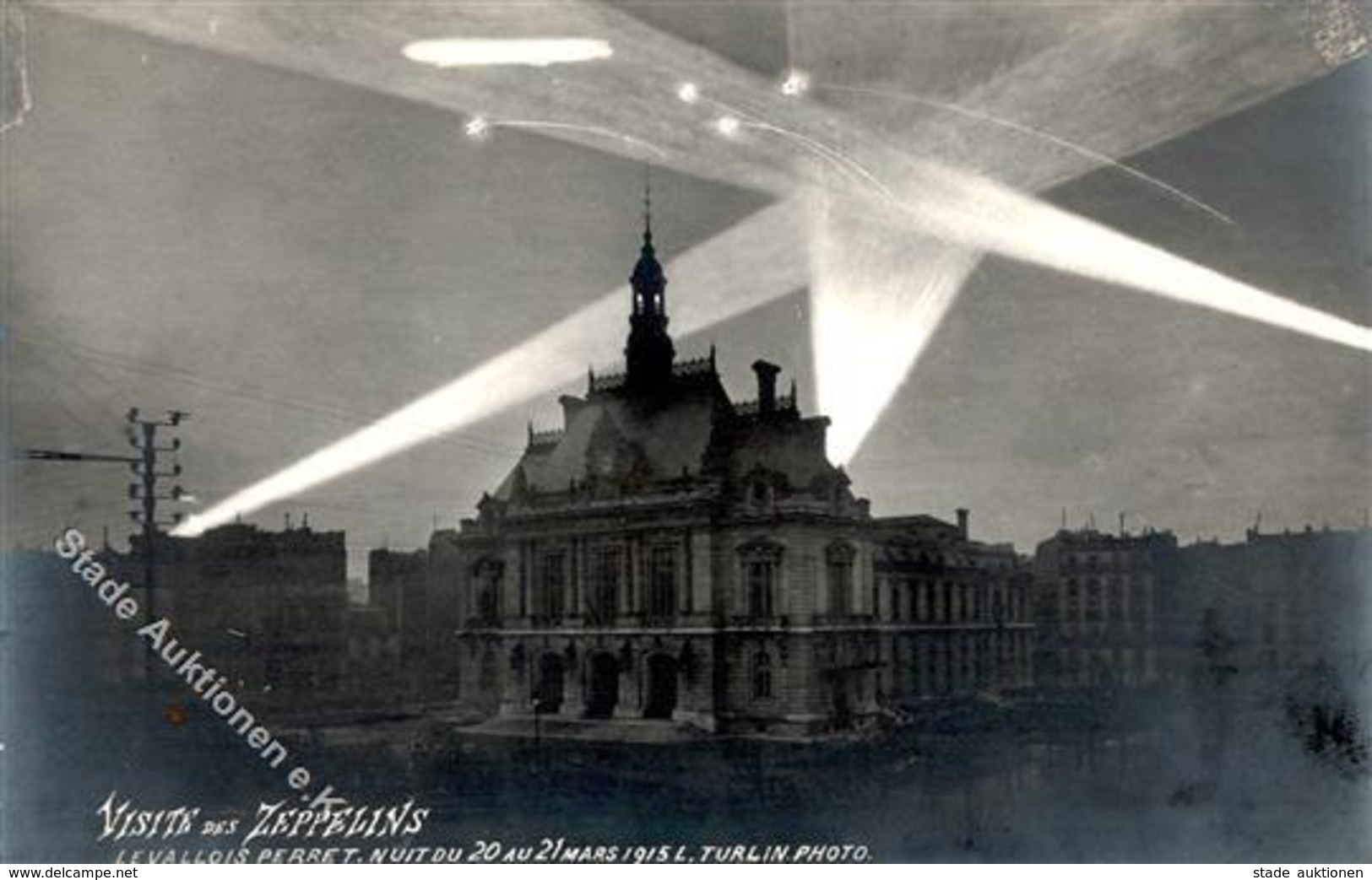 Zeppelin Levallois-Perret (92300) Frankreich Besuch Bei Nacht Foto AK 1915 I-II Dirigeable - Dirigeables