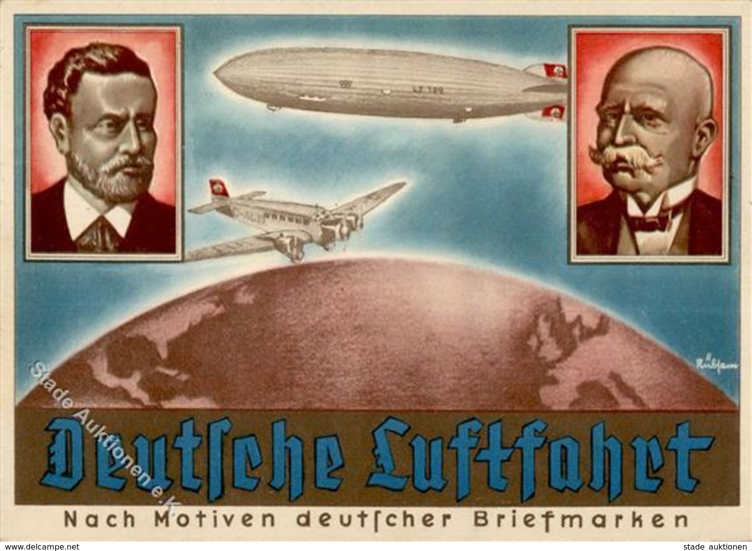 Zeppelin WK II Deutsche Luftfahrt Olympia Postwertzeichen Ausstellung I-II Expo Dirigeable - Zeppeline