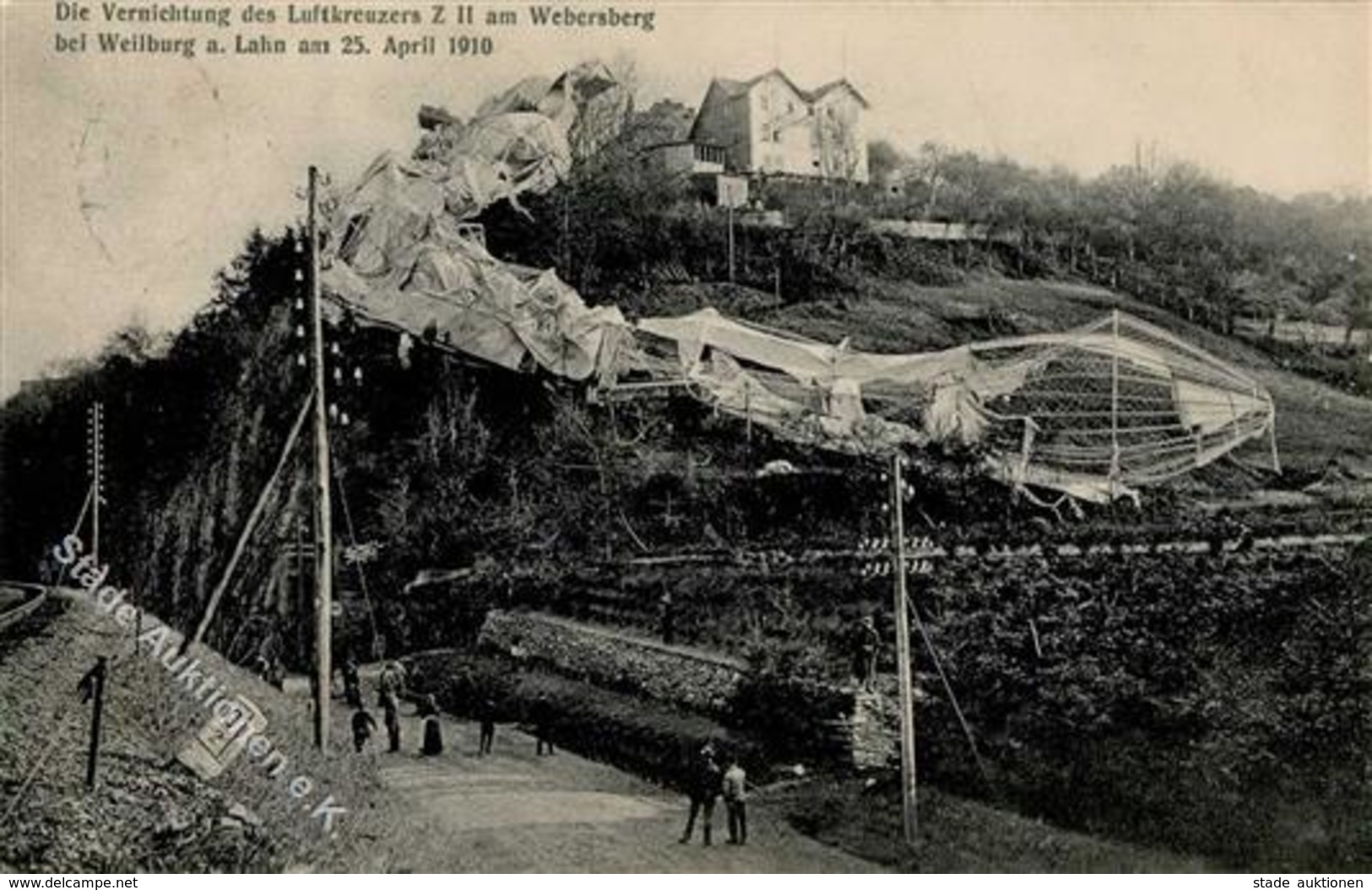 WEILBURG - Die Vernichtung Des Luftkreuzers Z II Am Webersberg Bei Weilburg 25.4.1910 I-II - Zeppeline