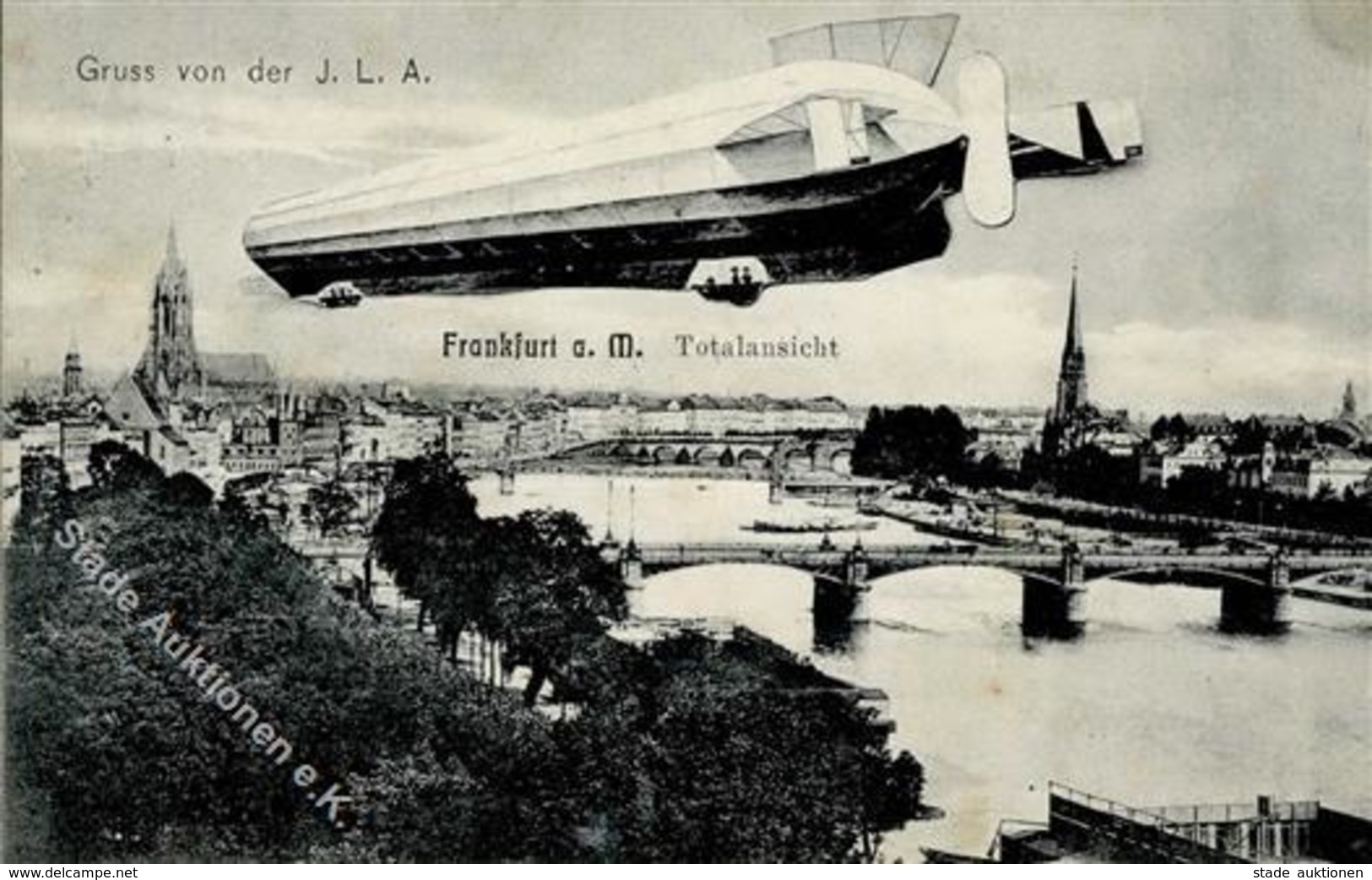 ILA Frankfurt (6000) Zeppelin  Werbe AK 1909 I-II (fleckig) Dirigeable - Zeppeline