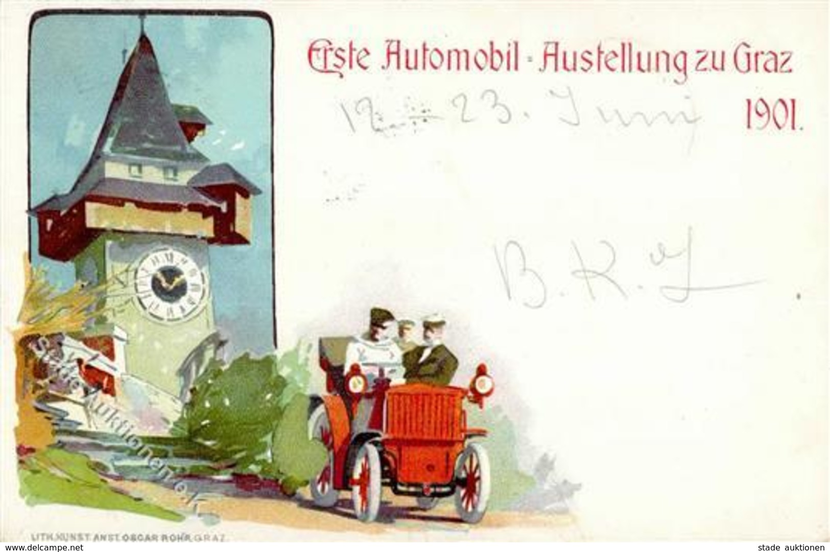 Automobilausstellung Graz (8010) Österreich Lithographie 1901 I-II - Autres & Non Classés