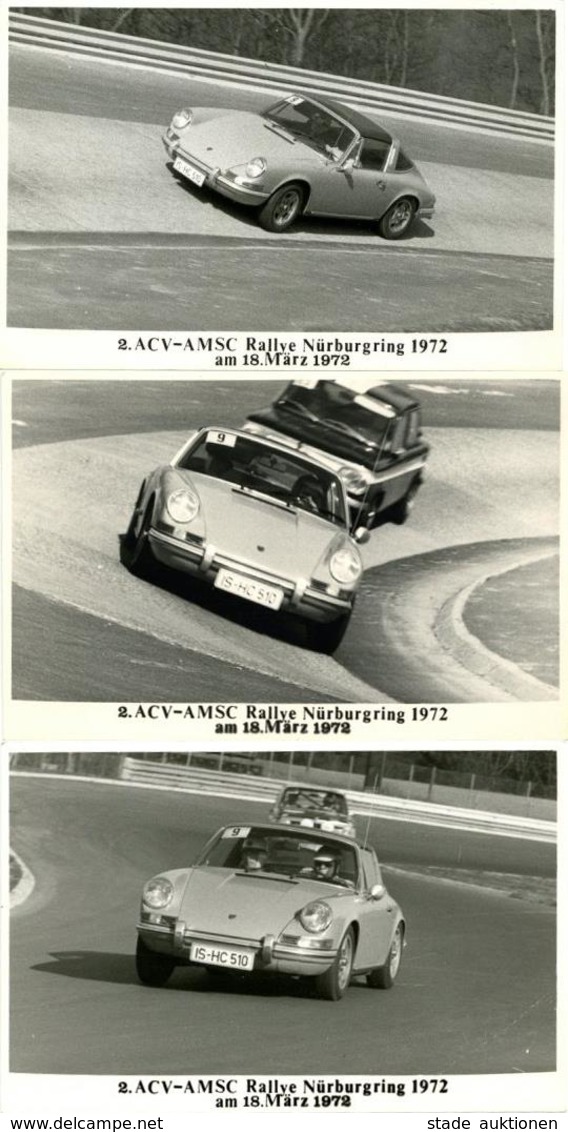 Auto Porsche Nürburgring Lot Mit 3 Foto-Karten I-II (je Eckbug) - Autres & Non Classés