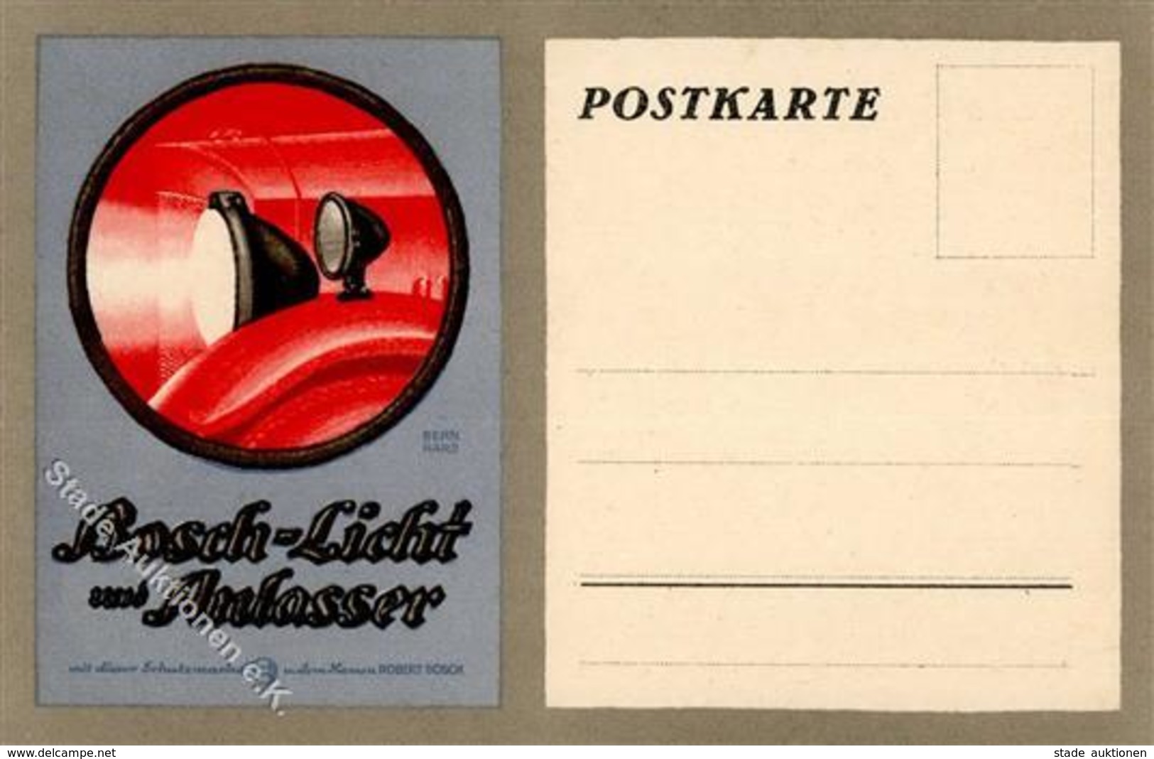 Auto Werbe Ak BOSCH Stuttgart Licht Und Anlasser Sign. Bernhard I-II - Other & Unclassified