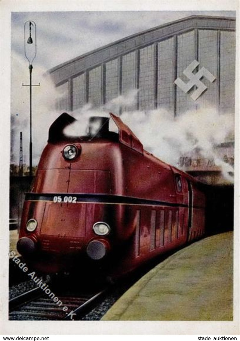 DEUTSCHE REICHSBAHN WK II - BORSIG-Stromlinienlokomotive Verlässt Hauptbahnhof HAMBURG I-II - Eisenbahnen