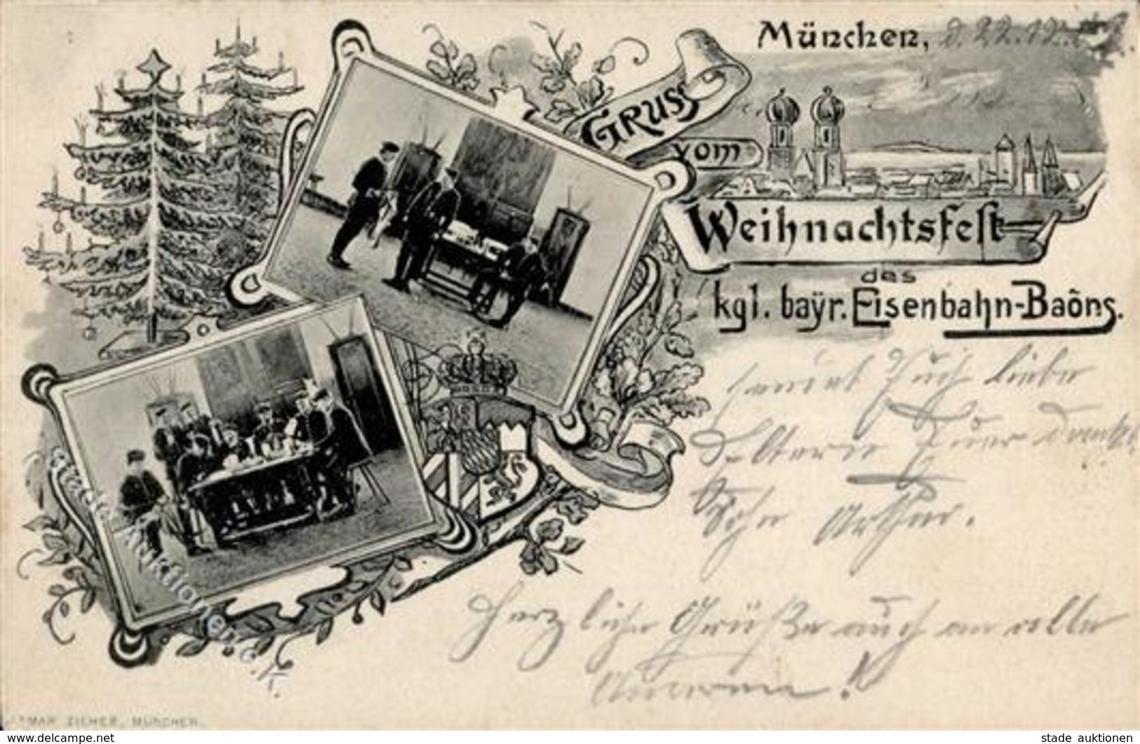 Eisenbahn Militär Kgl. Bayr. Eisenbahn Baons Weihnachten 1912 I-II Noel Chemin De Fer - Trains