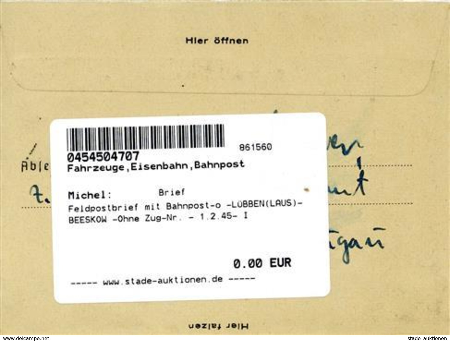 Feldpostbrief Mit Bahnpost-o -LÜBBEN(LAUS)-BEESKOW -Ohne Zug-Nr. - 1.2.45- I - Eisenbahnen