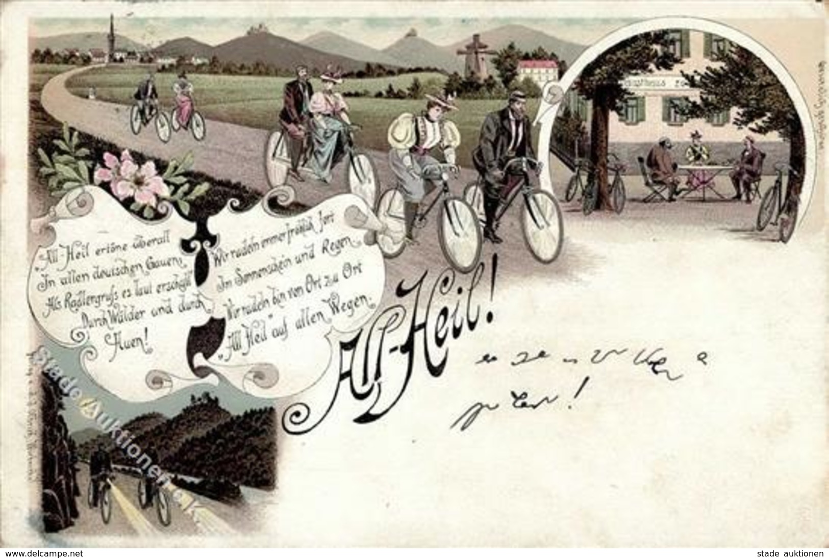 Fahrrad All Heil Lithographie 1897 I-II (Ecken Abgestoßen) Cycles - Sonstige & Ohne Zuordnung